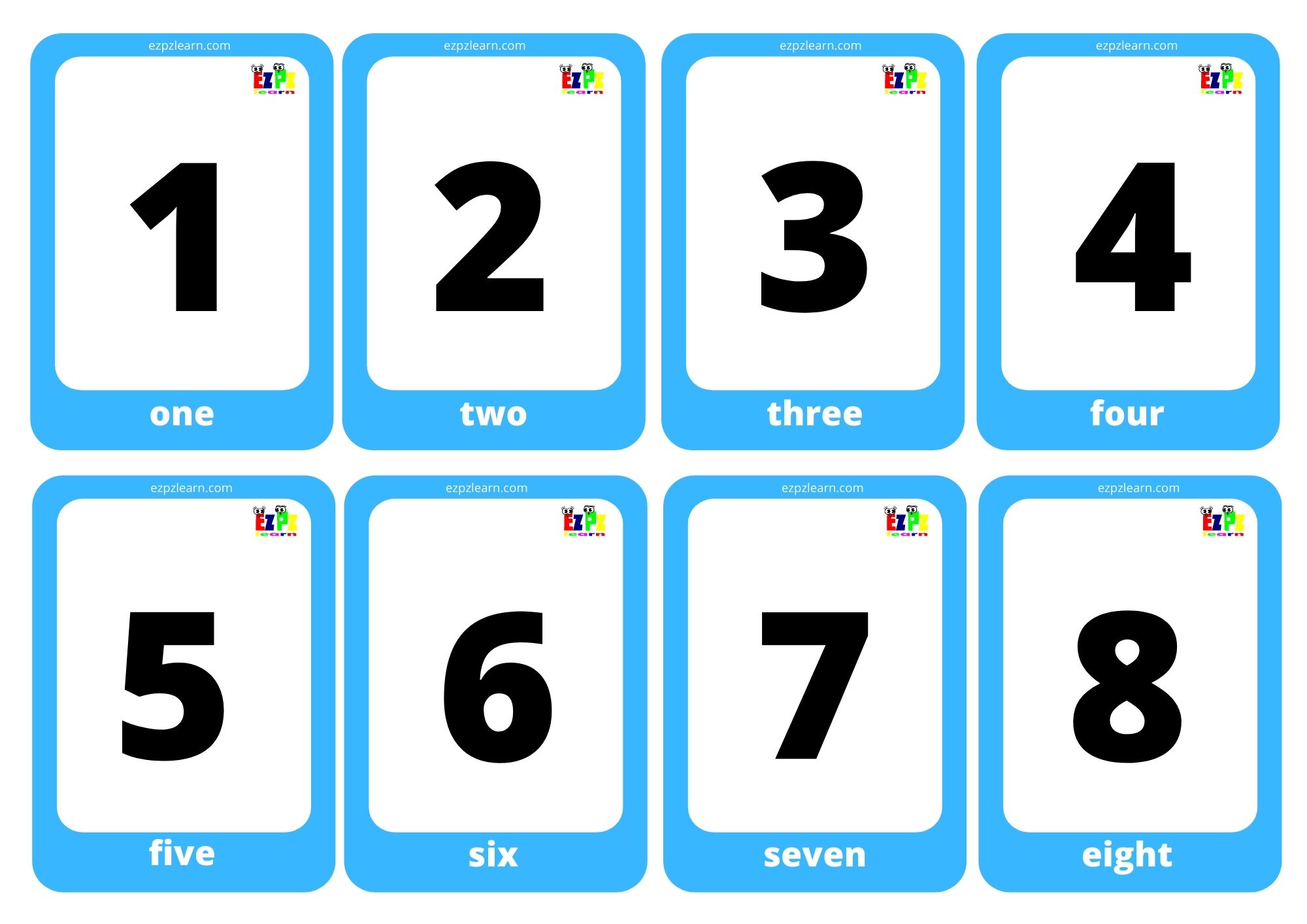 Numbers Game Cards / Mini Flashcards